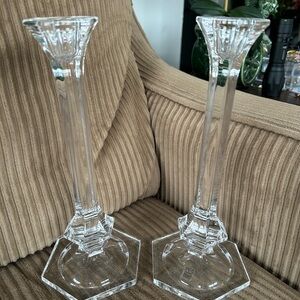 A Gorgeous Vintage Pair of 10” Imperial  Leaded Crystal Candlesticks 
10 inches